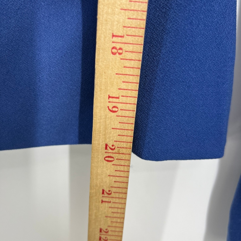 White House Black Market Royal Blue Pleated Blouson Long Sleeve Cropped Blouse S - Picture 9 of 10